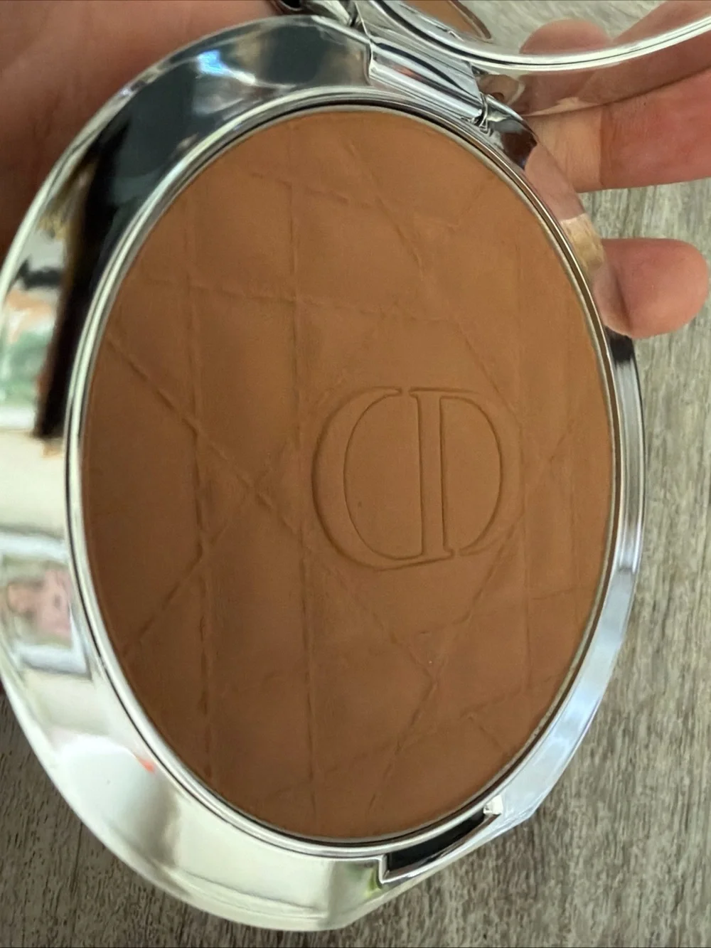 Dior Brown Quilted Leather Compact Case with CD Logo-jumbo bronzer